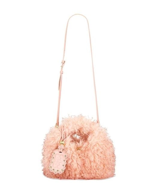 Ganni Pink Mini Fur Hobo Bag