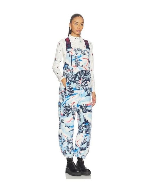 Free People Blue X Fp Movement Printed Hit The Slopes Salopette Jumpsuit