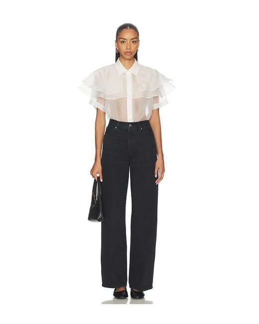 FRAME White Organza Cape Top