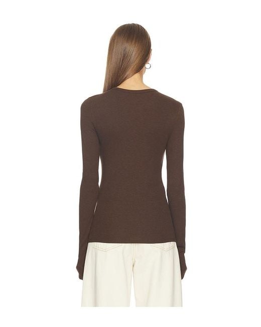 GRLFRND Brown Crew Neck Extra Long Sleeve Tee