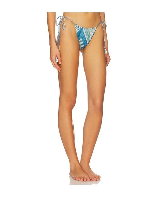 Devon Windsor Blue Whit Side Tie Bikini Bottom