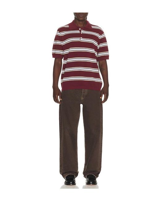 DUNST Red Multi Striped Polo for men
