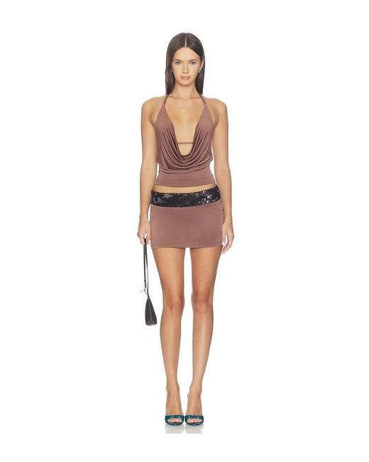 Tiger Mist Brown Thara Mini Skirt