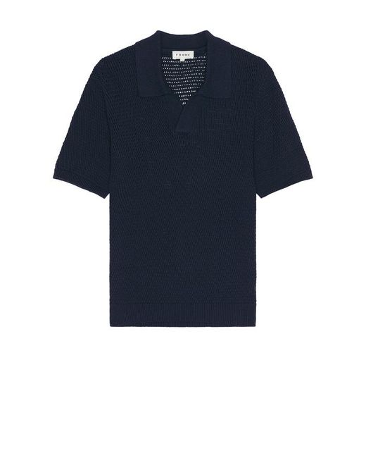 FRAME Blue Short Sleeve Sweater Polo for men