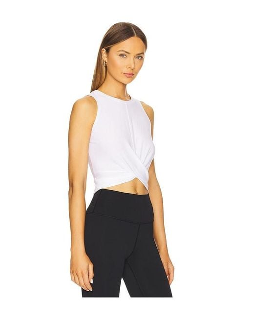 Beyond Yoga Blue Featherweight Center Stage Cropped Tank Top