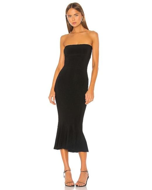 Norma Kamali Black Strapless Fishtail Dress