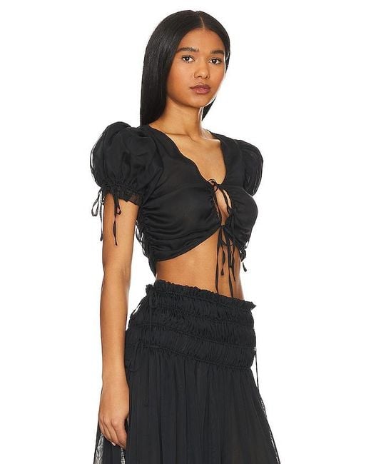 LPA Black Ophelia Tie Front Top