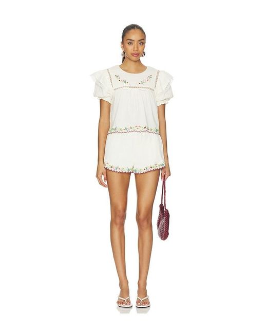 For Love & Lemons White Leah Cotton Top