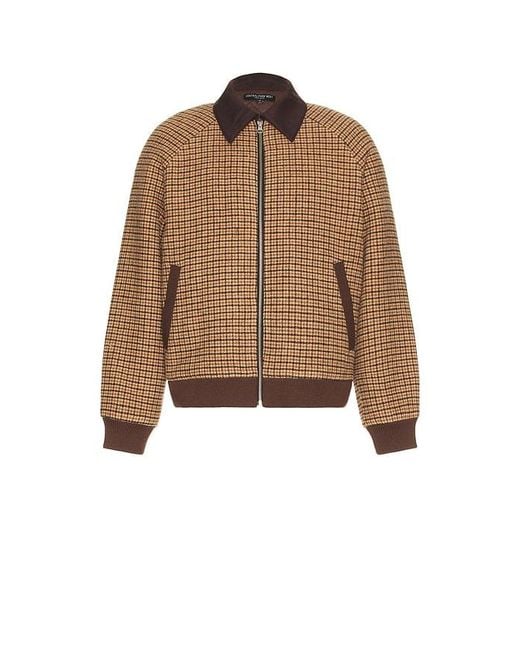 Central Park West Brown Plaid Bomber Jacket for men