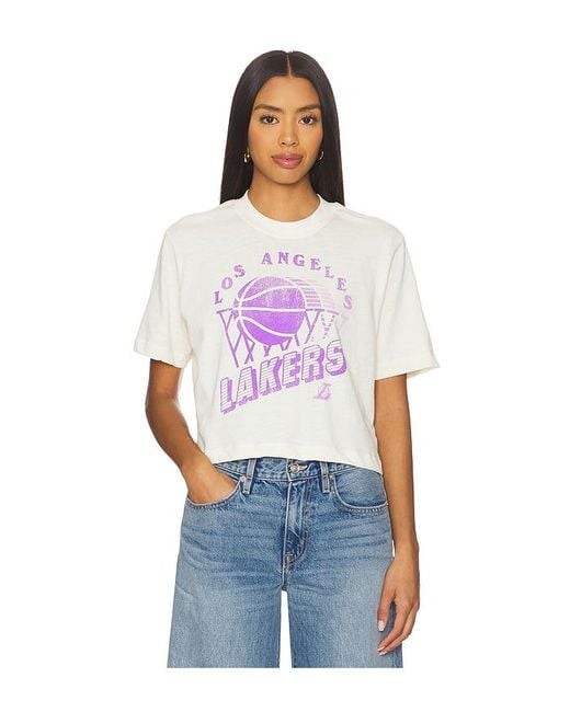 Junk Food White Lakers Lakers Mock Crop Tee