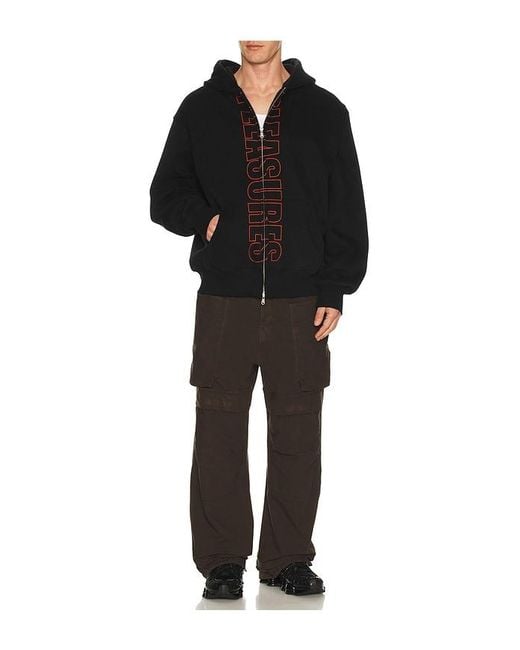 Pleasures Black Impact Zip Hoodie for men