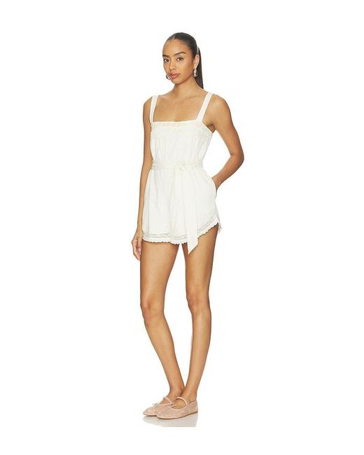 For Love & Lemons White Leah Cotton Romper