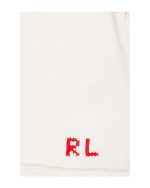 Polo Ralph Lauren White Long Sleeve Cotton Novelty Harbor Island Bear Rollneck Sweater for men