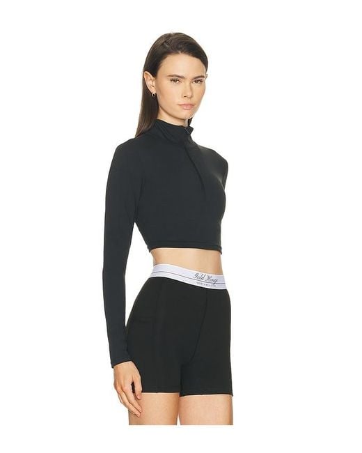 Gold Hinge Black Athletic Half Zip Crop Top