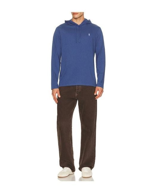 Polo Ralph Lauren Blue Long Sleeve Jersey Knit Hooded T-Shirt for men