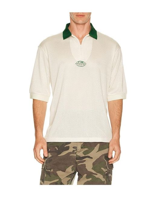 METALWOOD STUDIO White Quarter Zip Jersey Polo for men
