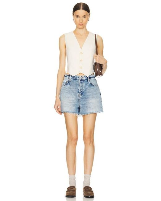 GRLFRND Blue Kady Low Rise Relaxed Boyfriend Short
