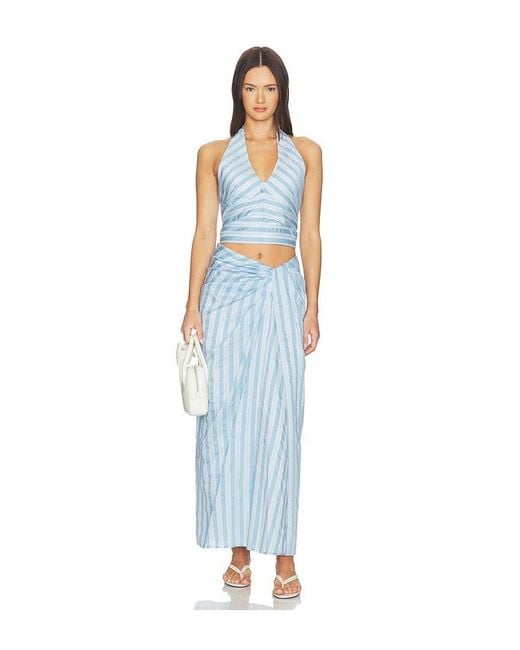 Jonathan Simkhai Blue Caprie Yarn-Dye Halter Top