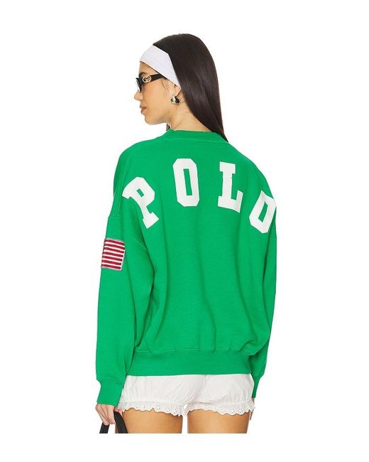 Polo Ralph Lauren Oversize Logo Fleece Crewneck in Green | Lyst