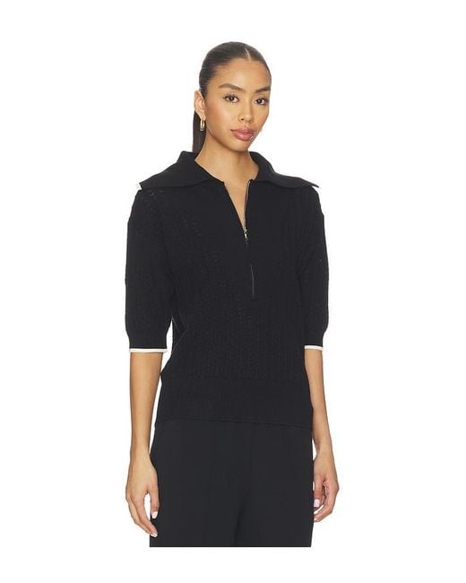 Varley Black Arney Half Zip Knit Polo Top