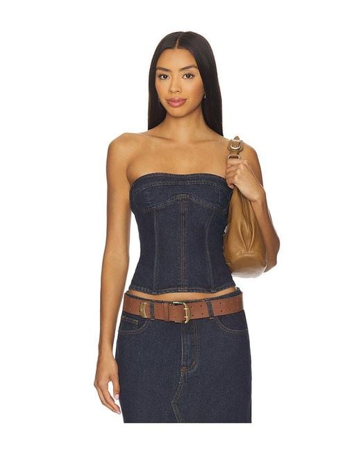 Lioness Sweetness Strapless Top Blue