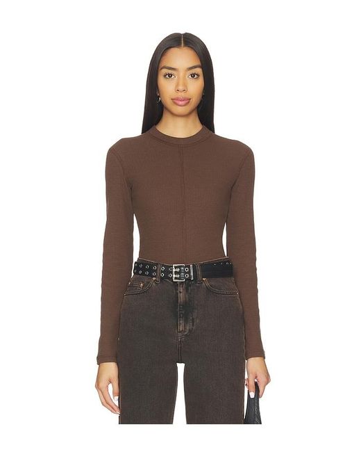 Dr. Denim Brown Stella Waffle Top