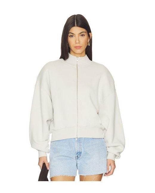 Agolde White Jensen Zip Up Sweatshirt