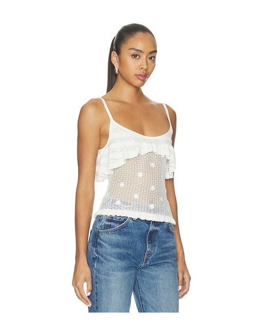 Lovers + Friends Blue Madalena Floral Embellished Tank