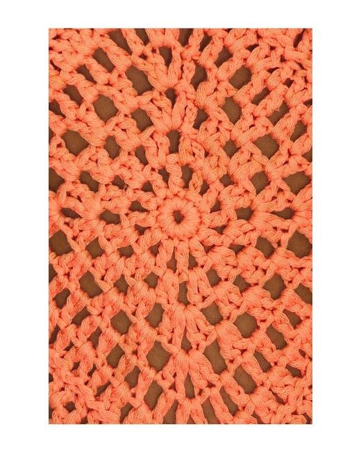 Line & Dot Orange Wandering Crochet Dress