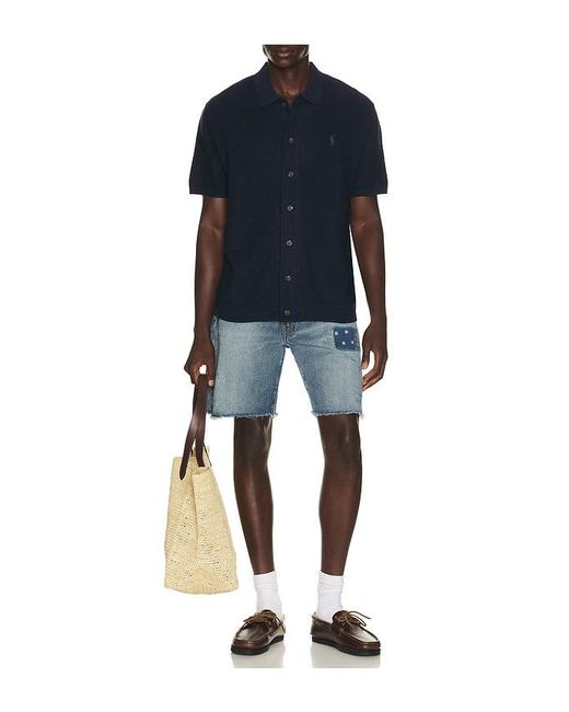 Polo Ralph Lauren Blue Novelty Repair Denim Jean Short for men