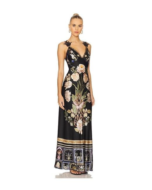 Camilla White V Neck Full Length Bias Slip Dress