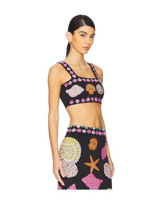 Oceanus Black New York Hand Embellished Top