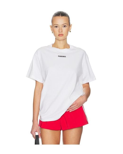 Pleasures White Wordmark T-Shirt for men