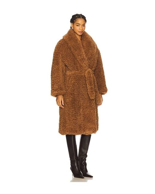 Atlein Brown Long Teddy Wrap Coat