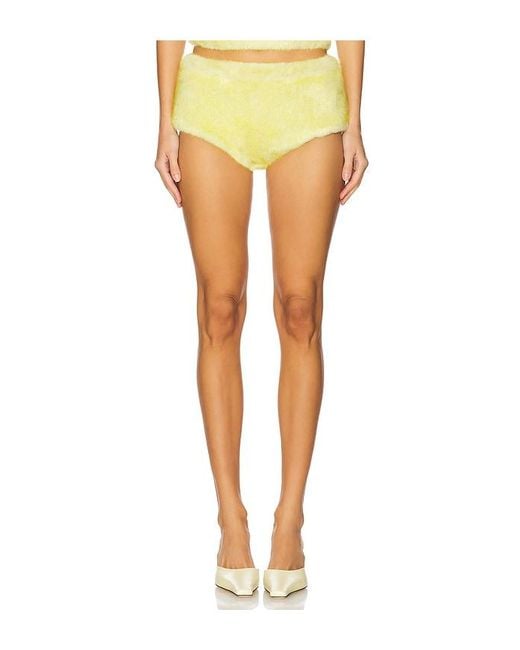 CULTNAKED Yellow Micro Faux Fur Shorts