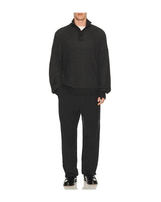 Faherty Brand Black Quarter Button Sweater for men