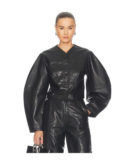 ROTATE BIRGER CHRISTENSEN Black Fitted Leather Jacket