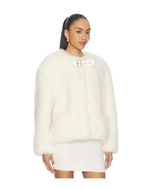 we11done White Faux Fur Belt Jacket