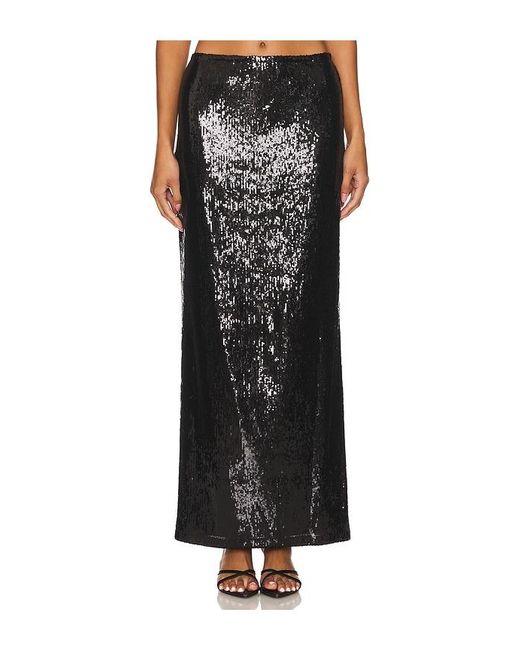 LNA Black Elettra Sequin Column Skirt