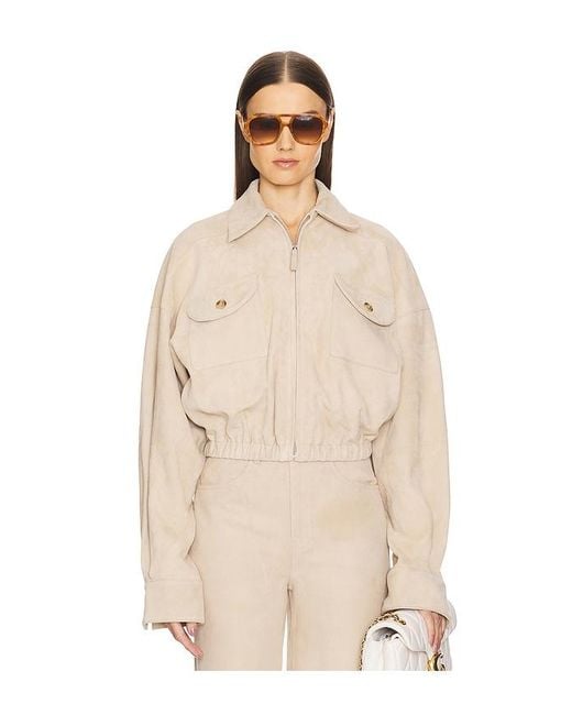 Helsa Natural Suede Bomber Jacket