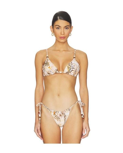 AFRM Natural Capri Beaded Bikini Top