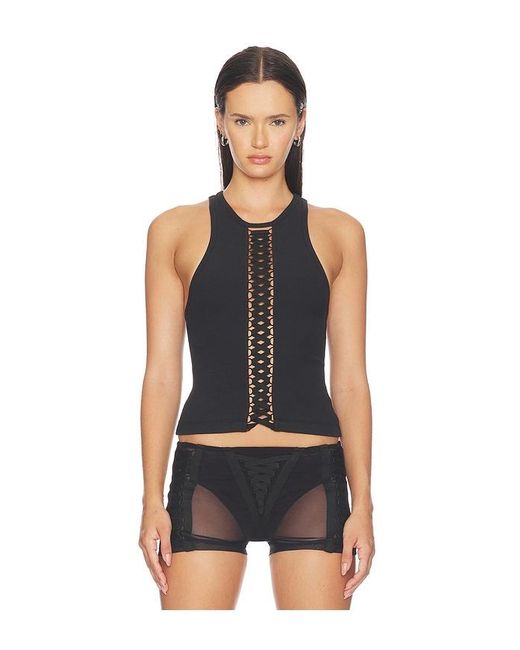 HAELO Black Lace Up Tank Top