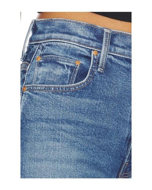 Mother Blue Lil Petite High Waisted Bookie Sneak Jeans
