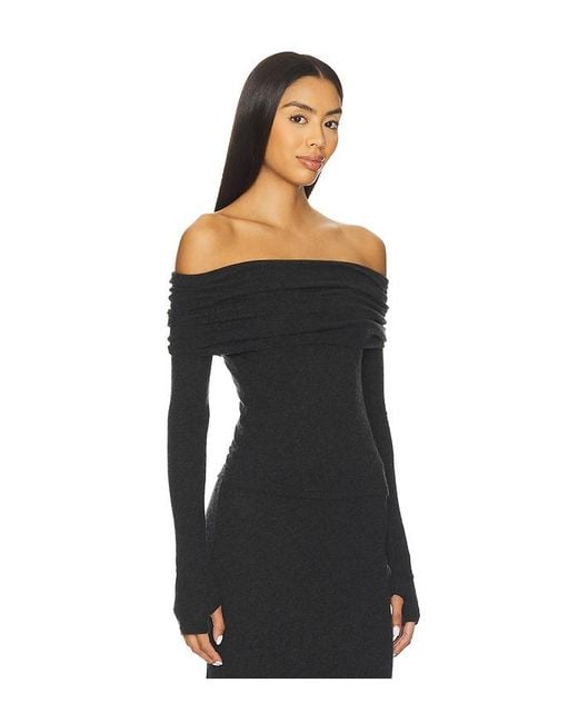 Enza Costa Black Off Shoulder Top
