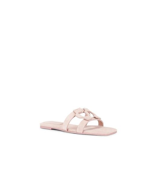 Jonathan Simkhai White Monogram Suede Flat Slide