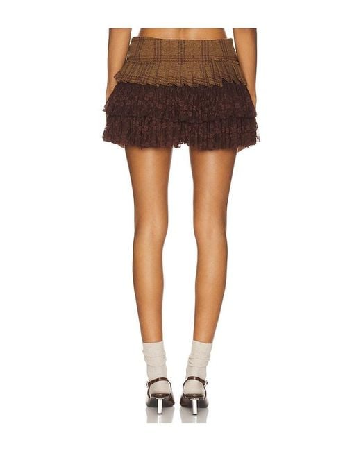ZEMETA Brown Rosette Wool Skort