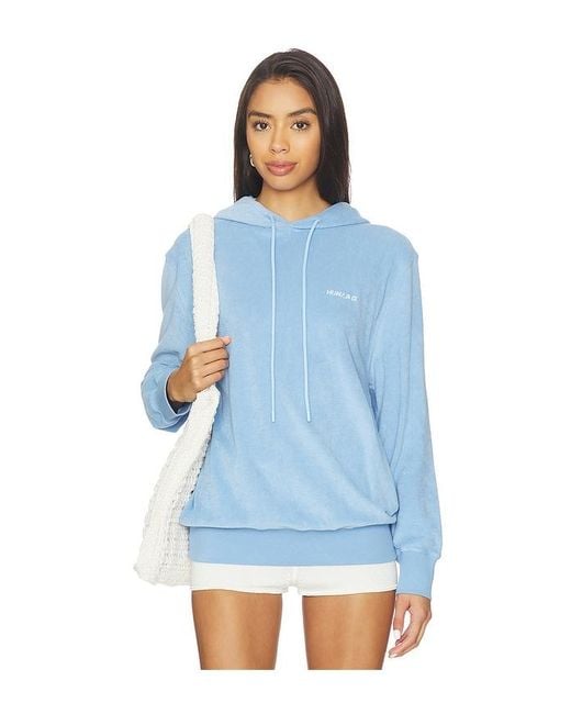 Hunza G Blue Towelling Embroidered Hoodie