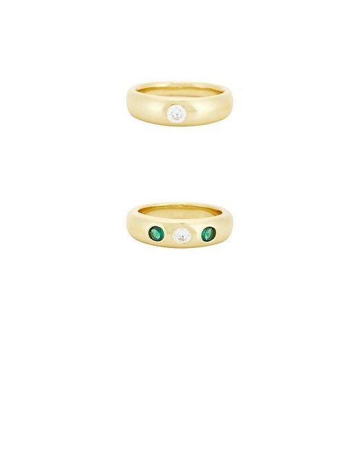 Mega White Emerald And Clear Cz Pinky Ring Set Of 2