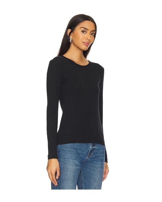 Leset Black Pointelle Long Sleeve
