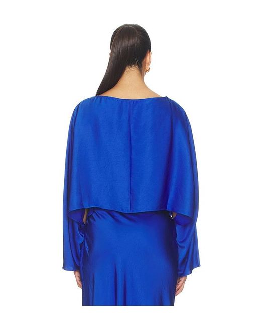 LAPOINTE Blue Lightweight Satin Boat Neck Caftan Top